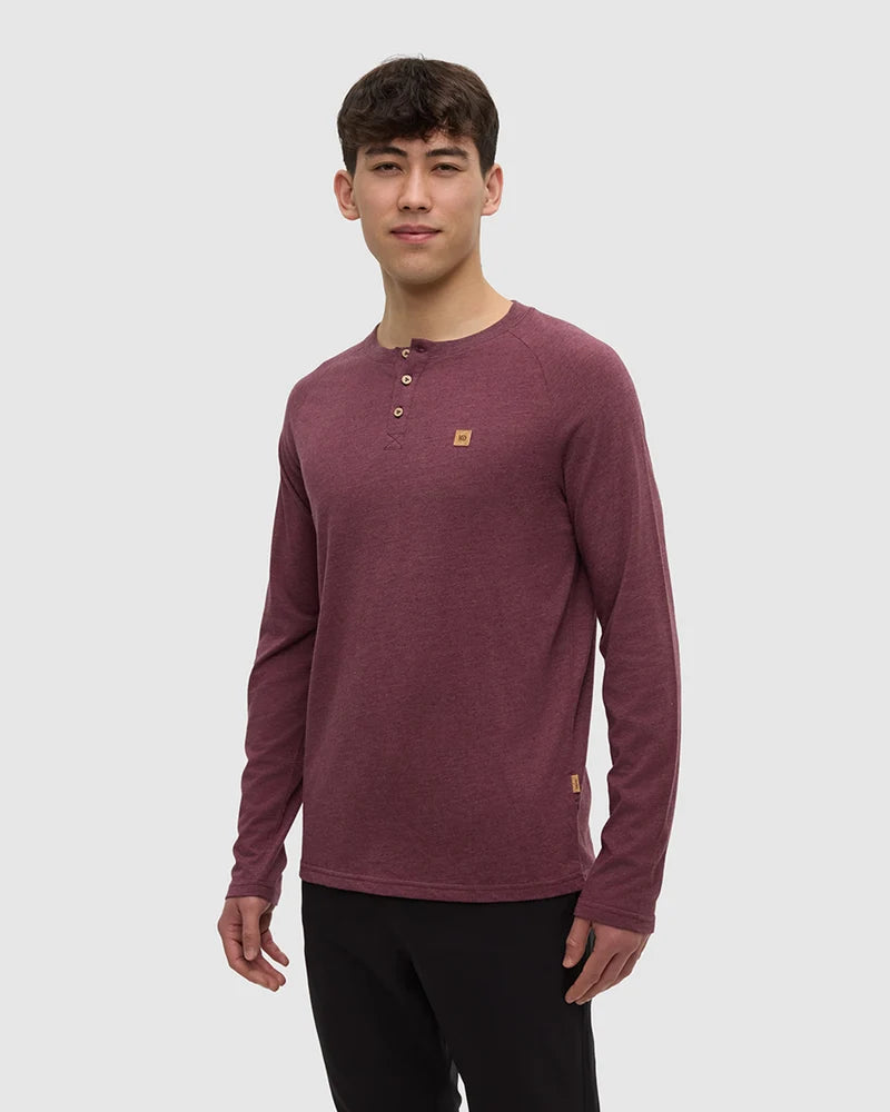 TenTree Men's Baker Henley Long Sleeve Cottage Red Heather